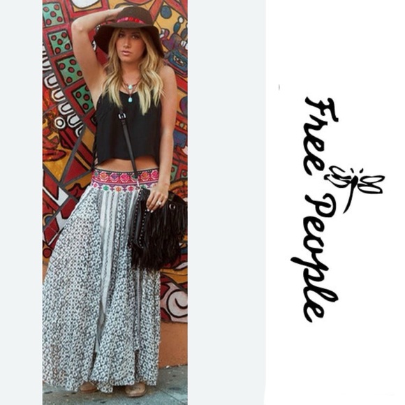 RARE!! Free People Amanda Handkerchief Embroidered Maxi 100% Cotton Medium - Picture 3 of 10